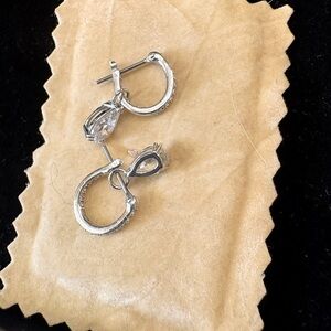 Elegant Silver Hoop Earrings with Crystal Charm by Swarovski in original box